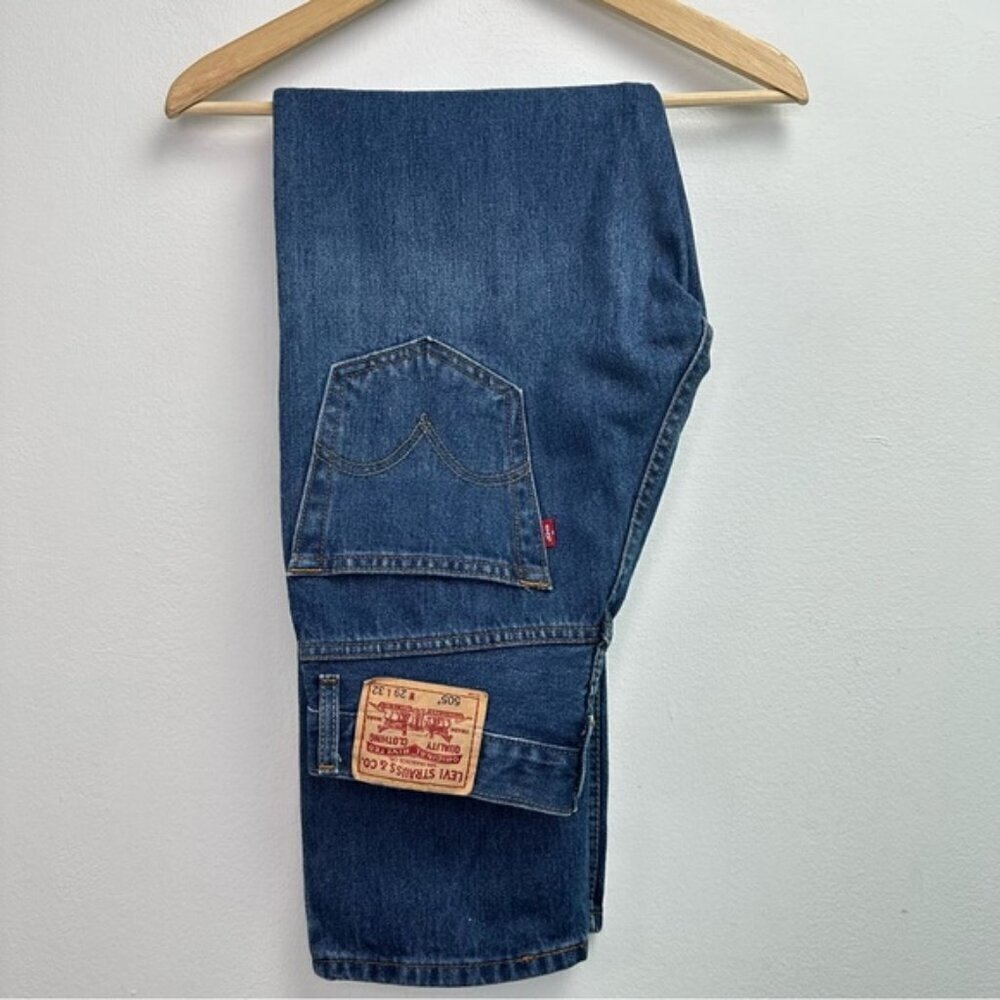 Levi’s 505 Regular Fit Size 29x32 Straight Leg Jeans Dark Stonewash - Picture 1 of 7